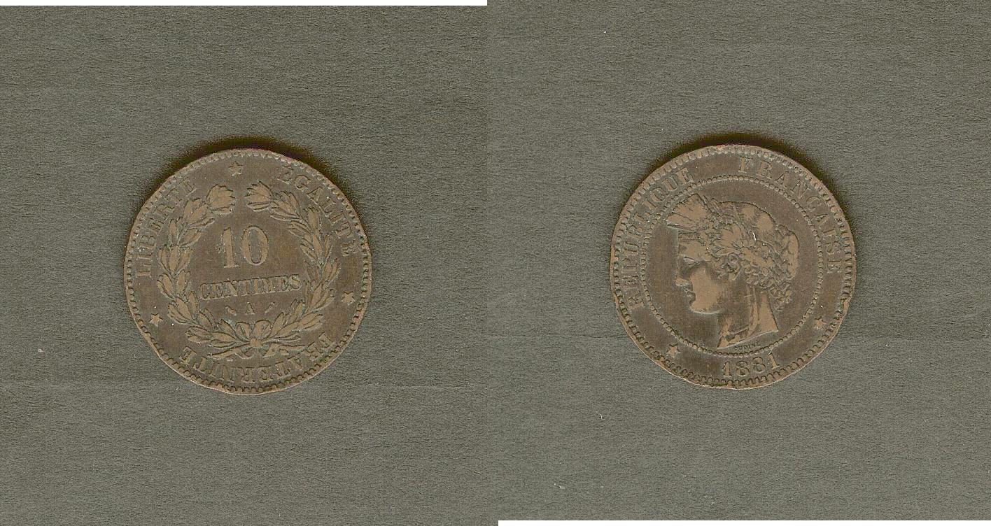 10 centimes Ceres 1881A aVF